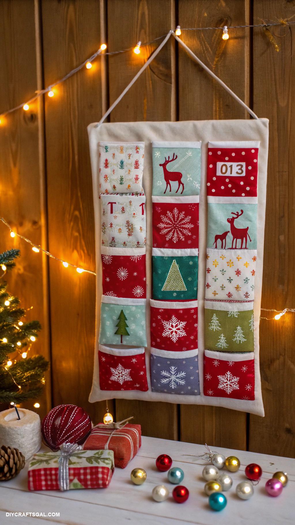 christmas sewing projects DIY advent calendar from fabric pockets