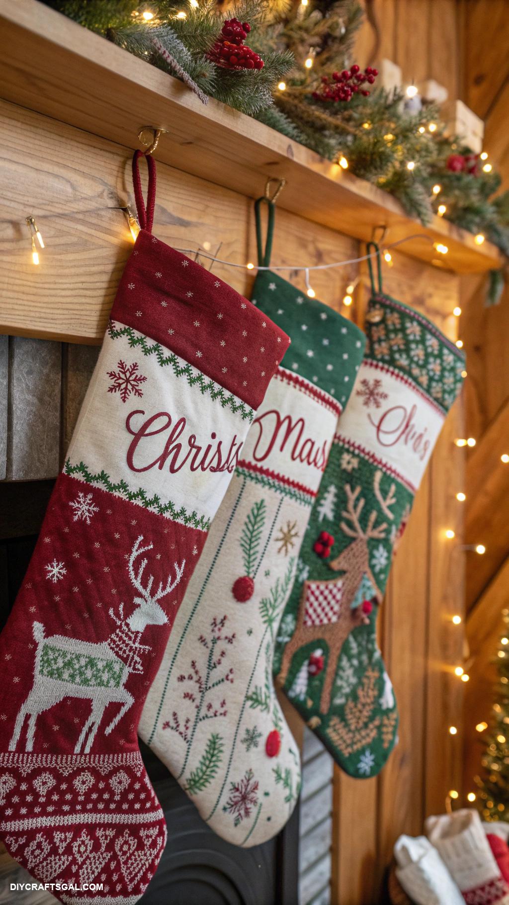 christmas sewing projects Handmade Christmas stockings with personal names