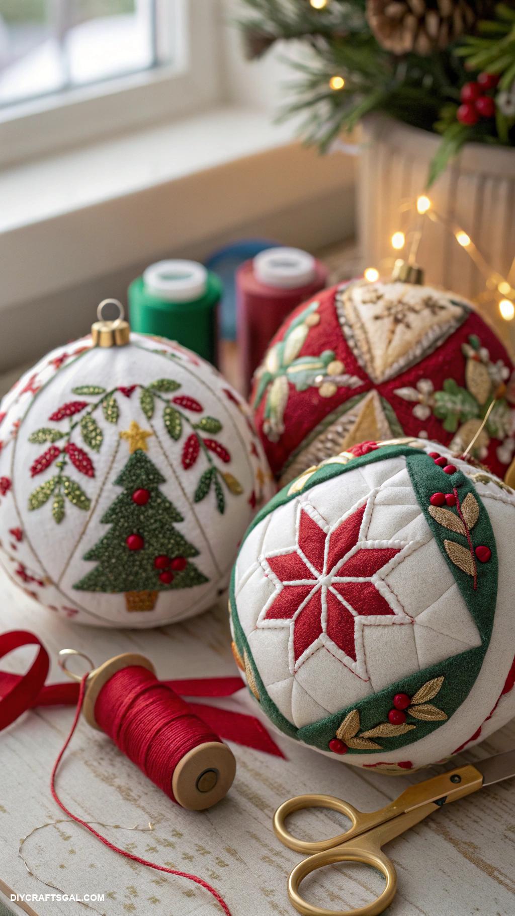 christmas sewing projects Quilted ornaments with seasonal designs