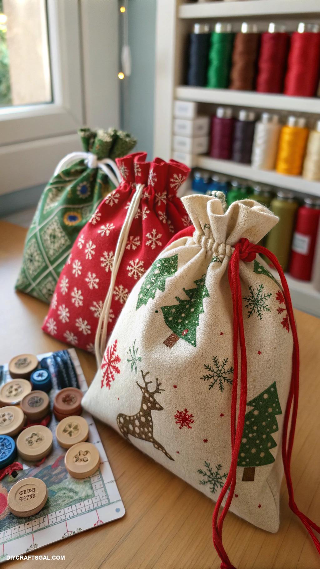 christmas sewing projects Sewn gift bags for eco friendly wrapping