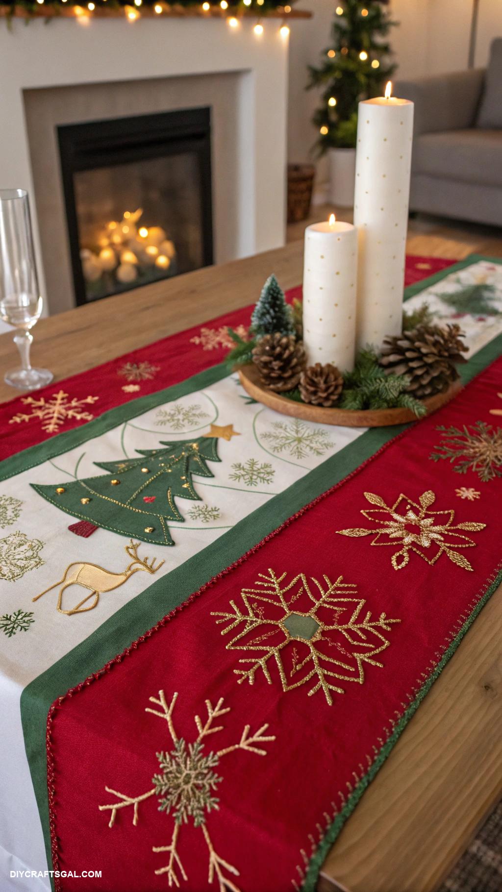 christmas sewing projects Table runner with festive applique designs