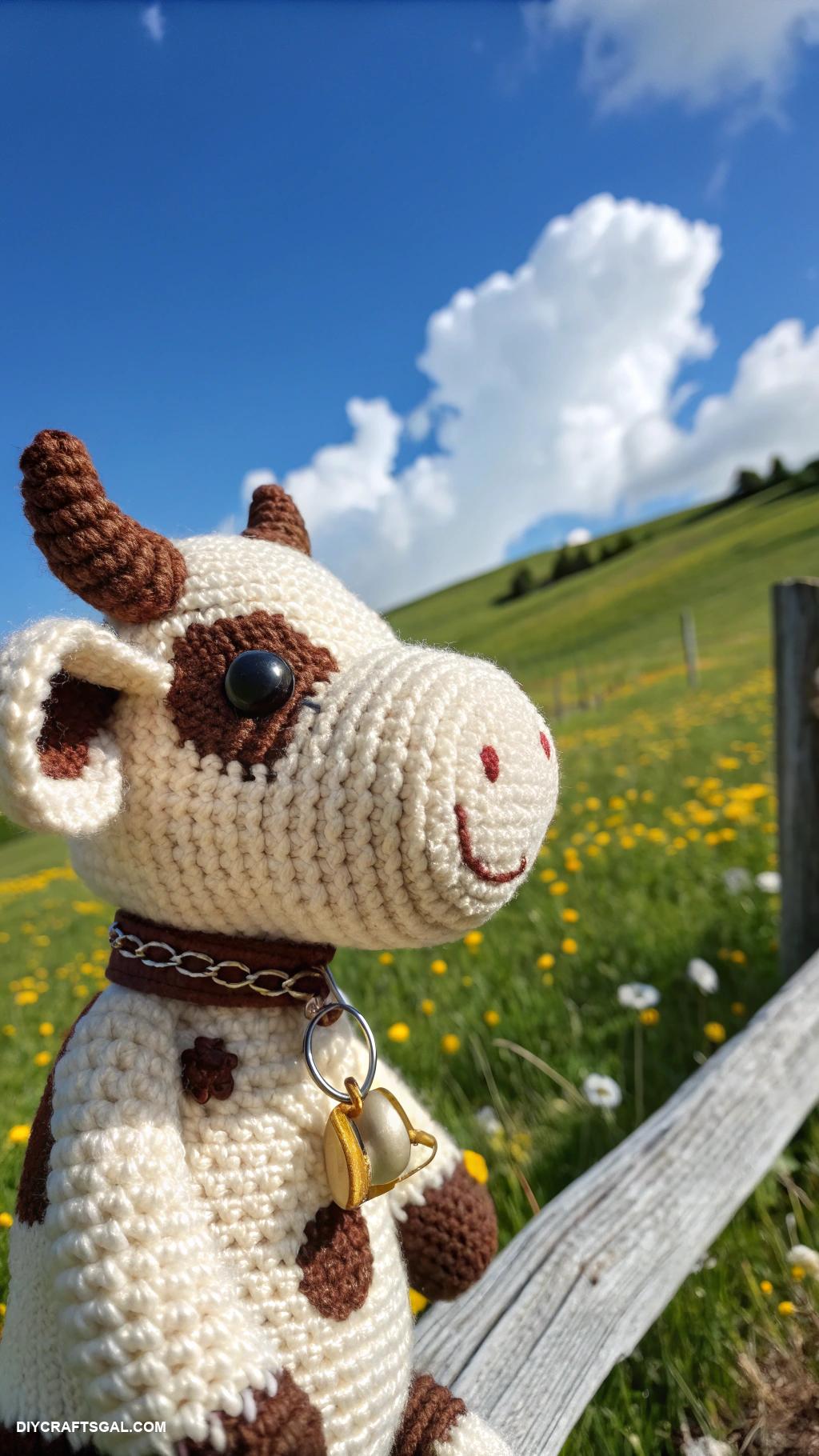 crochet farm animals Crochet cow with bell and spots
