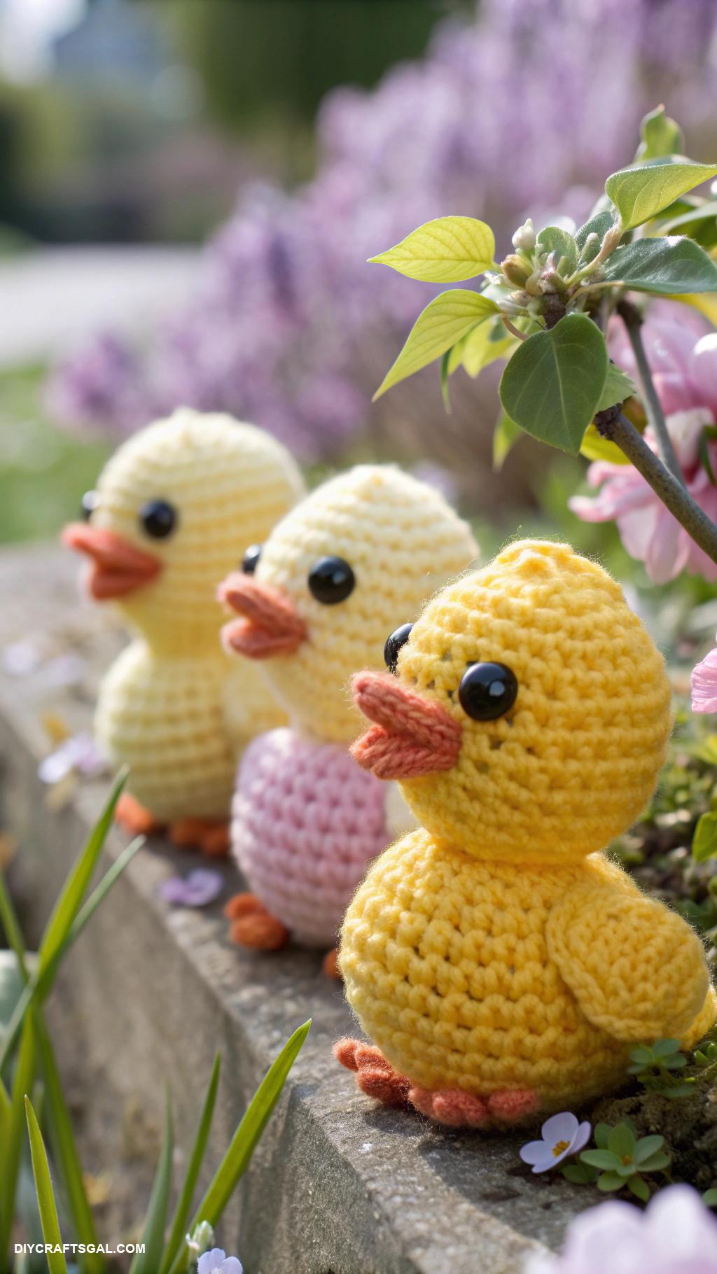 crochet farm animals Whimsical crochet ducklings in a row