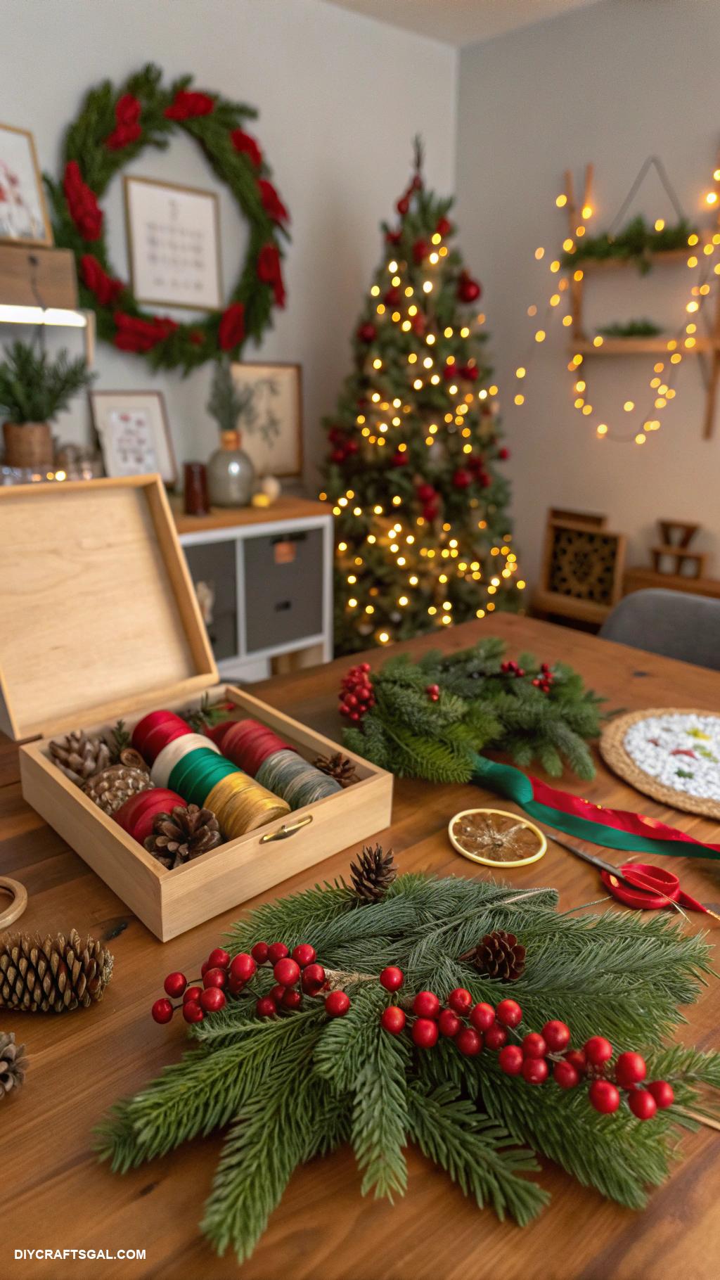 diy christmas hosting ideas DIY holiday wreath crafting corner