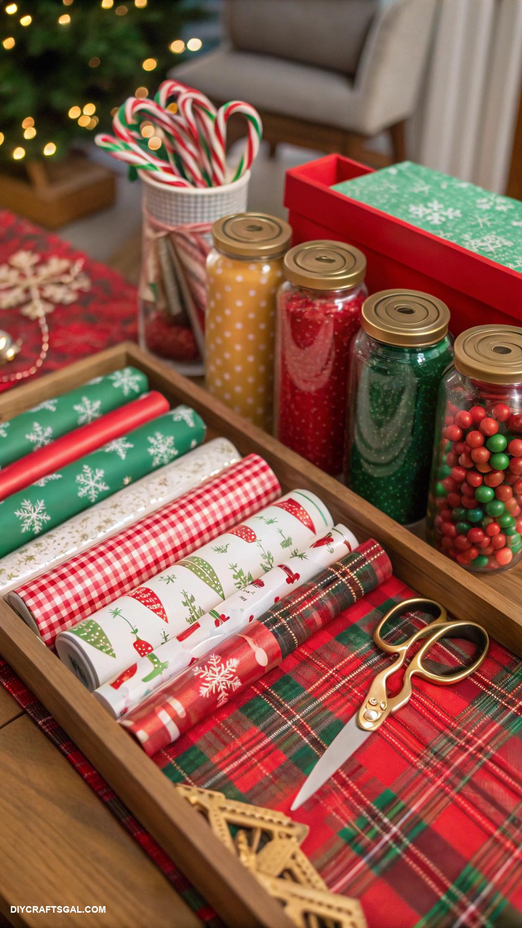 diy christmas hosting ideas Personalized gift wrapping table