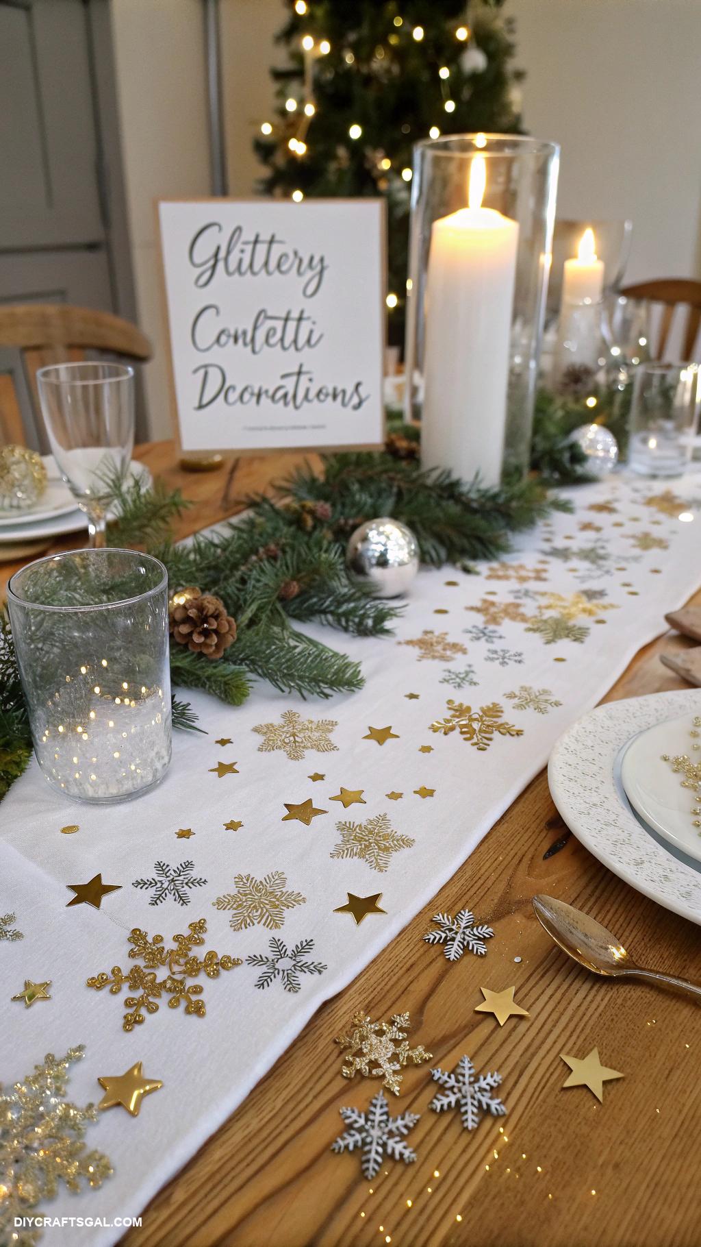 diy christmas table setting ideas DIY glittery table confetti decorations