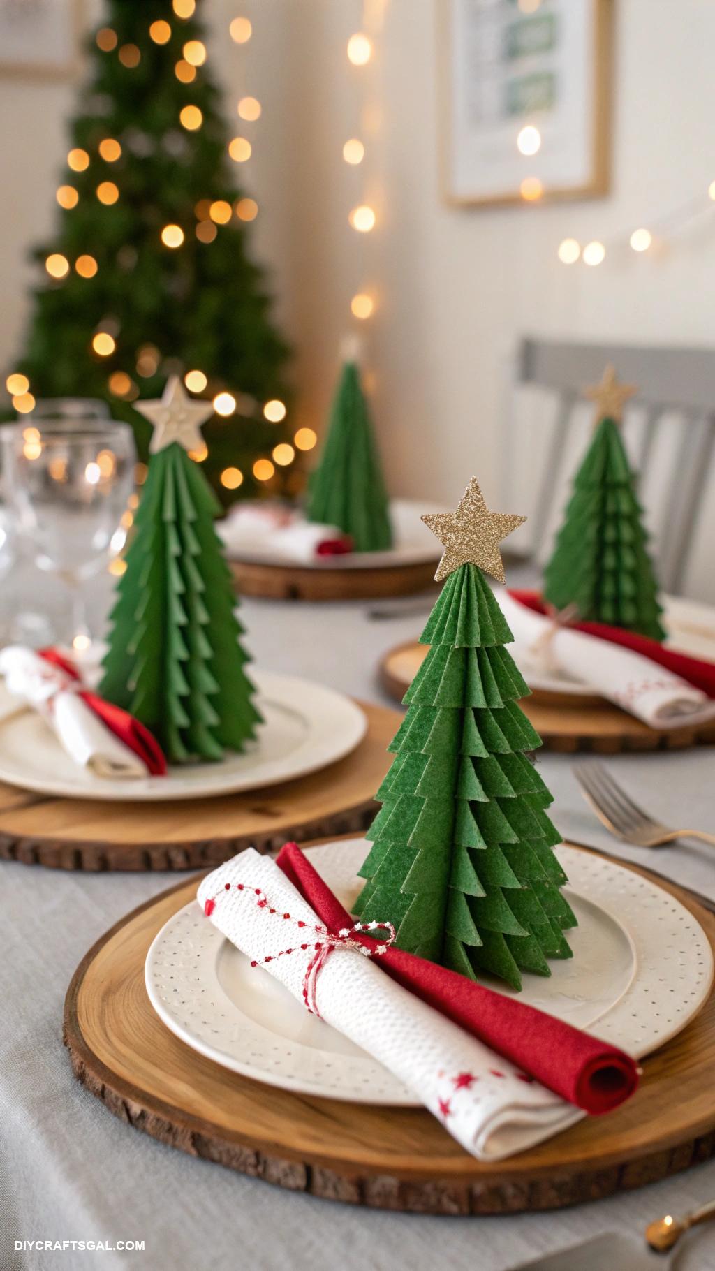 diy christmas table setting ideas Miniature Christmas tree place settings