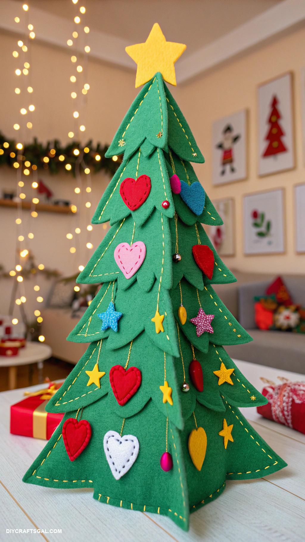 diy felt christmas ornaments Felt Christmas tree with colorful ornaments