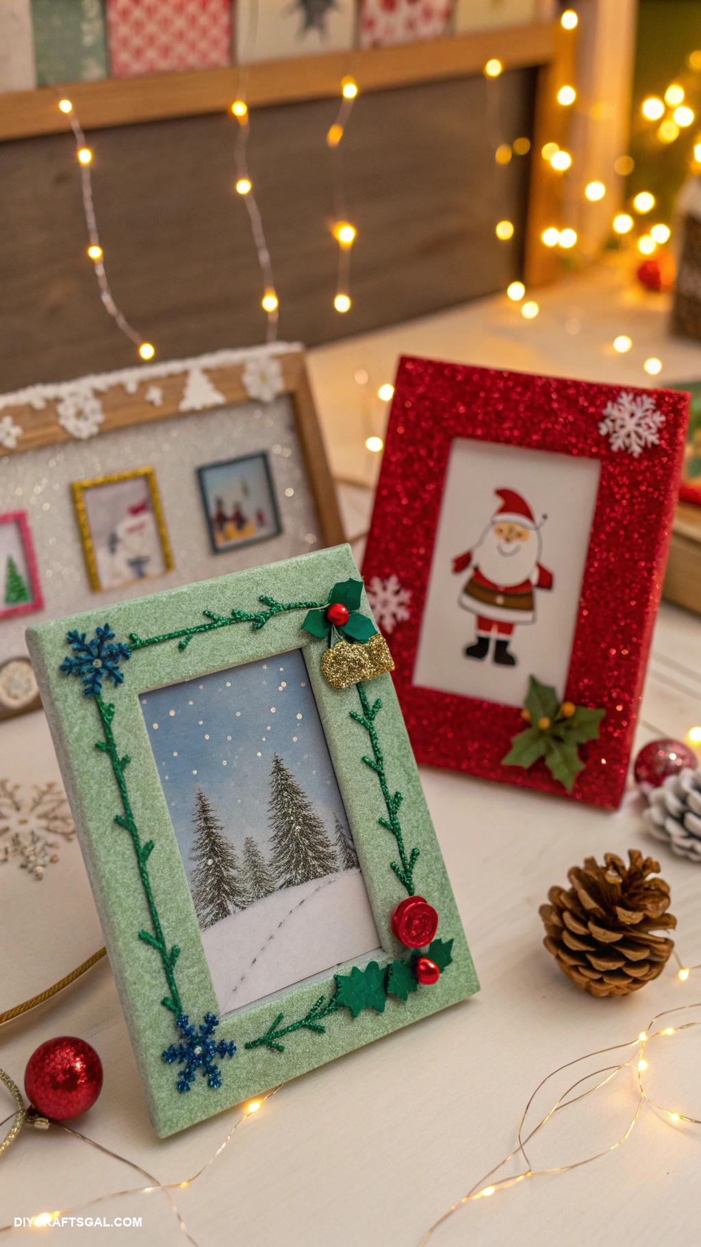 dollar tree christmas crafts diy Christmas themed picture frames with decorations