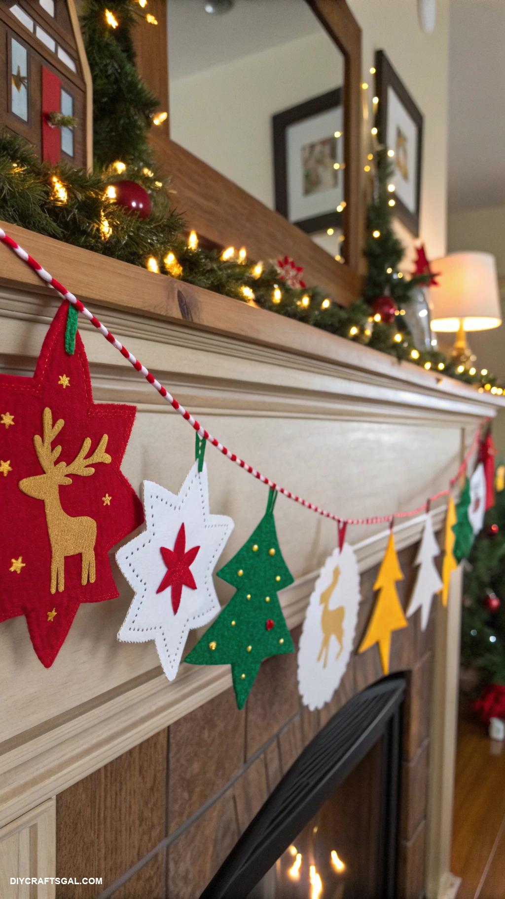 dollar tree christmas crafts diy Felt garland using playful holiday shapes