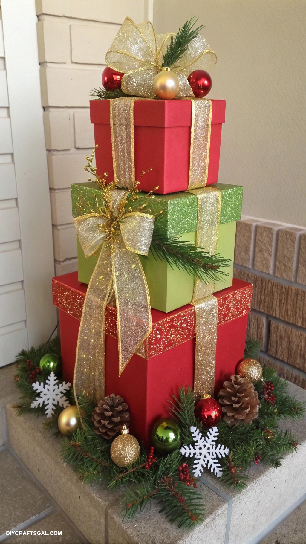 dollar tree christmas crafts diy Gift box centerpieces from cardboard boxes