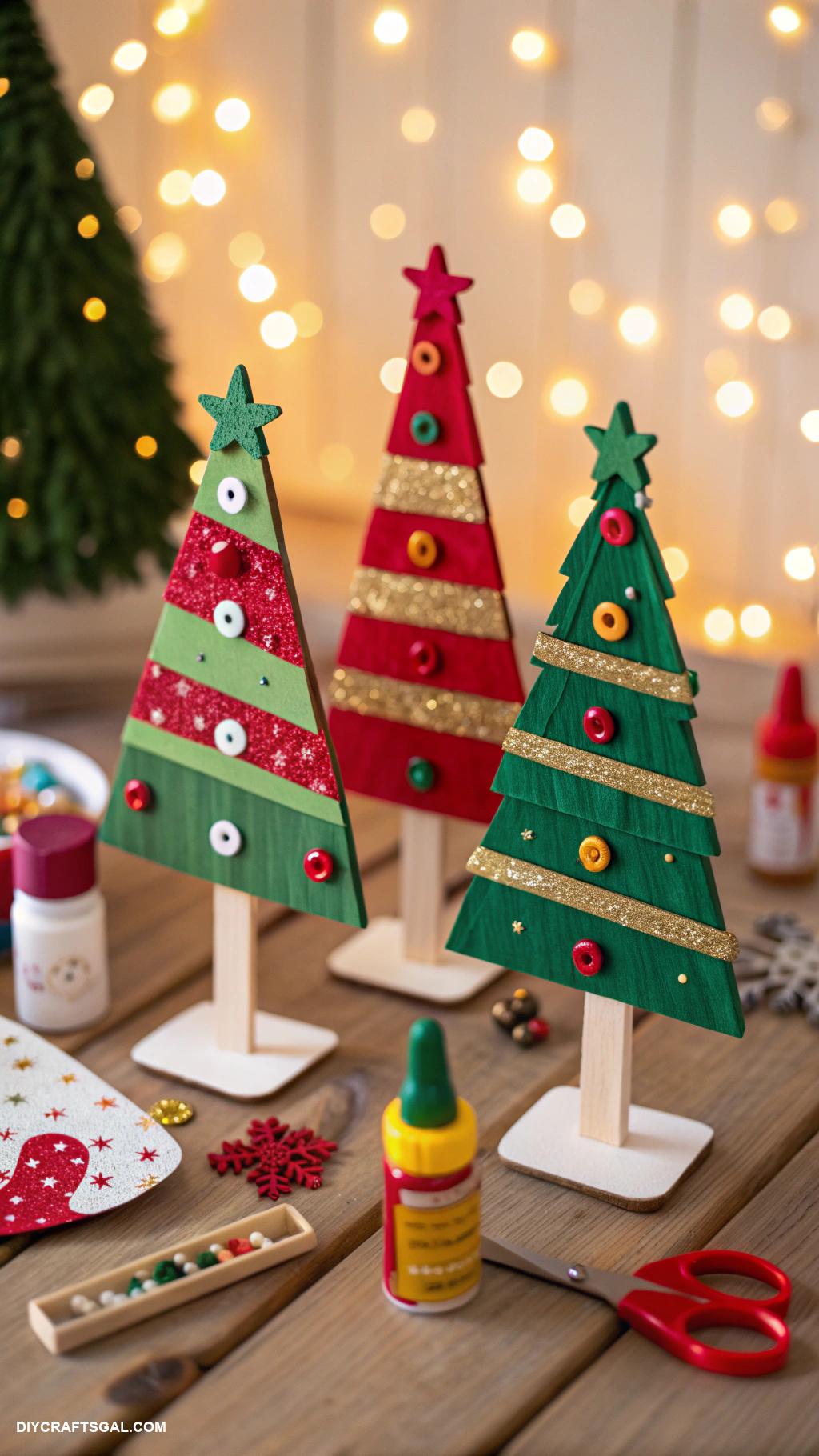 homemade christmas decorations Popsicle stick Christmas tree collage