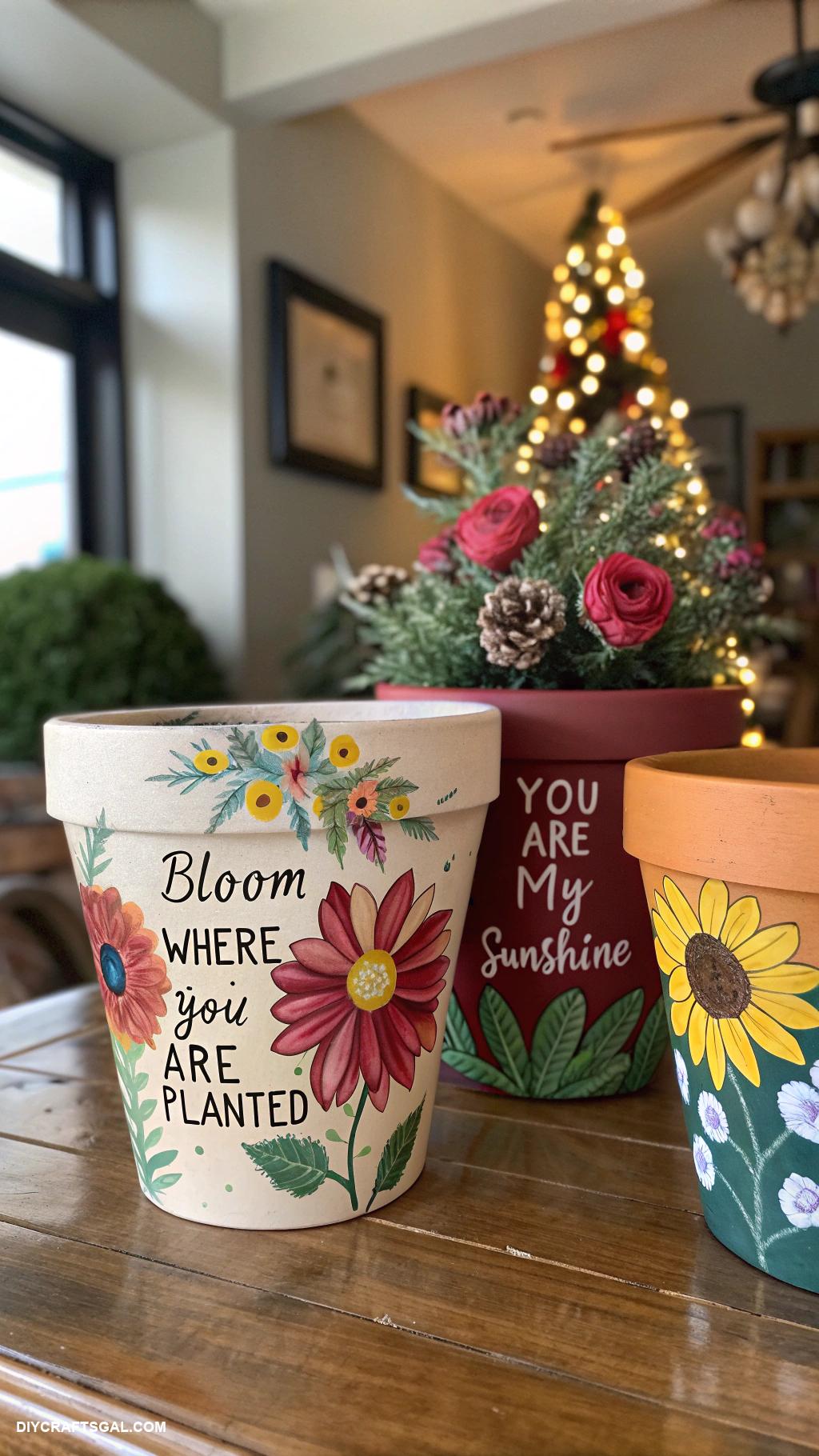 homemade christmas gifts Hand painted flower pots with special messages