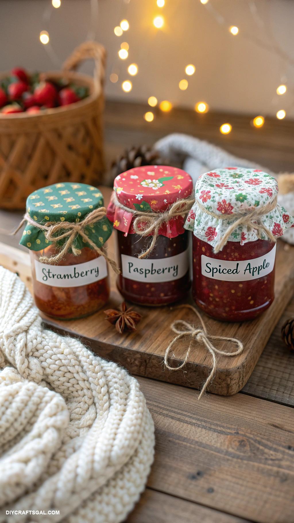 homemade christmas gifts Homemade jam in decorative jars