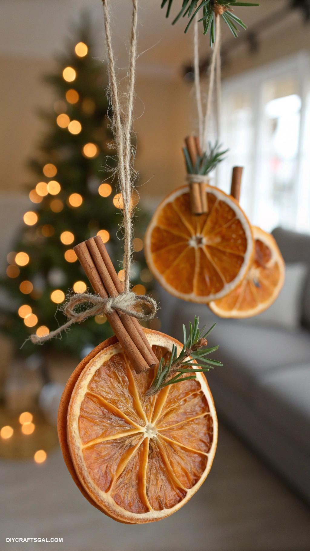 homemade christmas ornaments Dried orange slice hanging ornaments