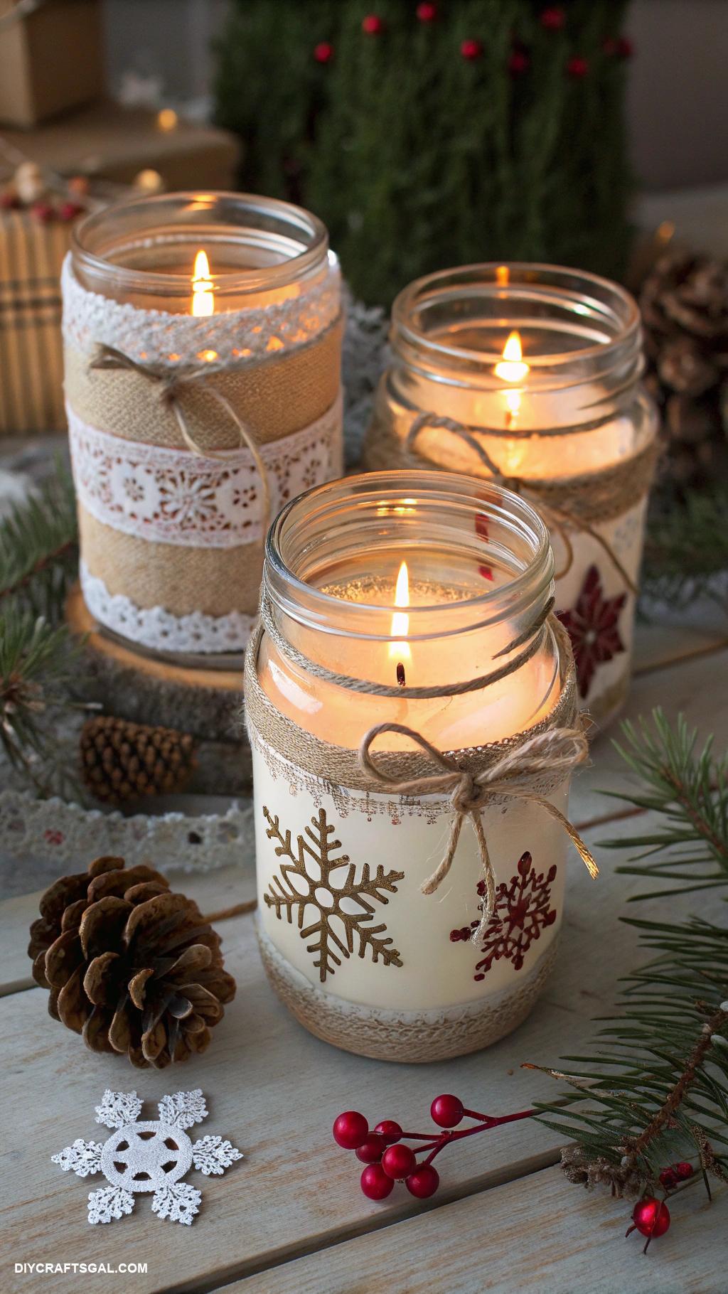 homemade christmas ornaments Glass jar candle holder ornaments