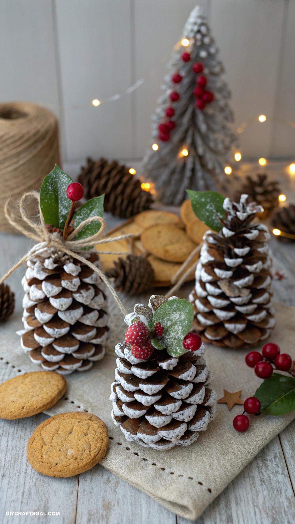 homemade christmas ornaments Pinecone Christmas tree decorations