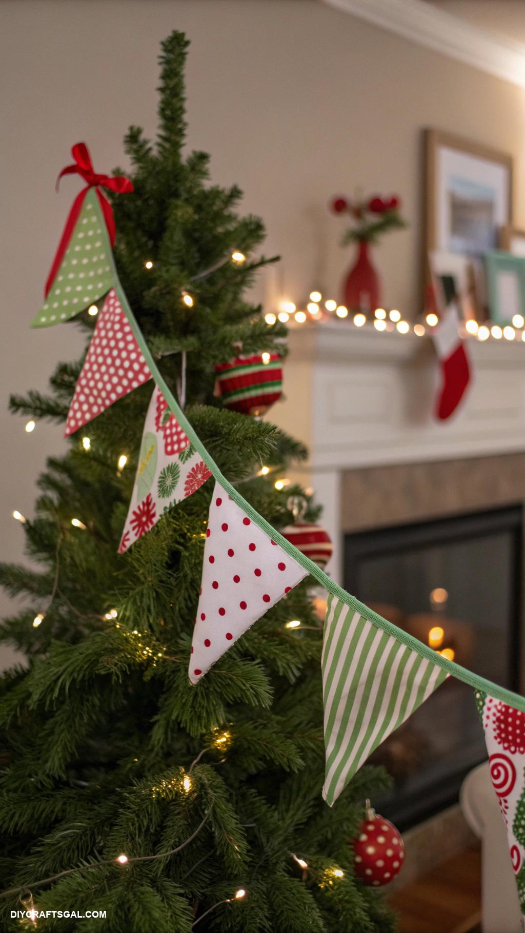 tree topper ideas Fabric bunting flags for a cheerful touch