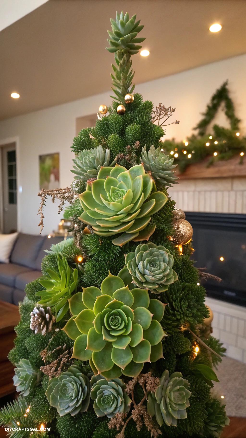 tree topper ideas Succulent tree topper for a modern twist
