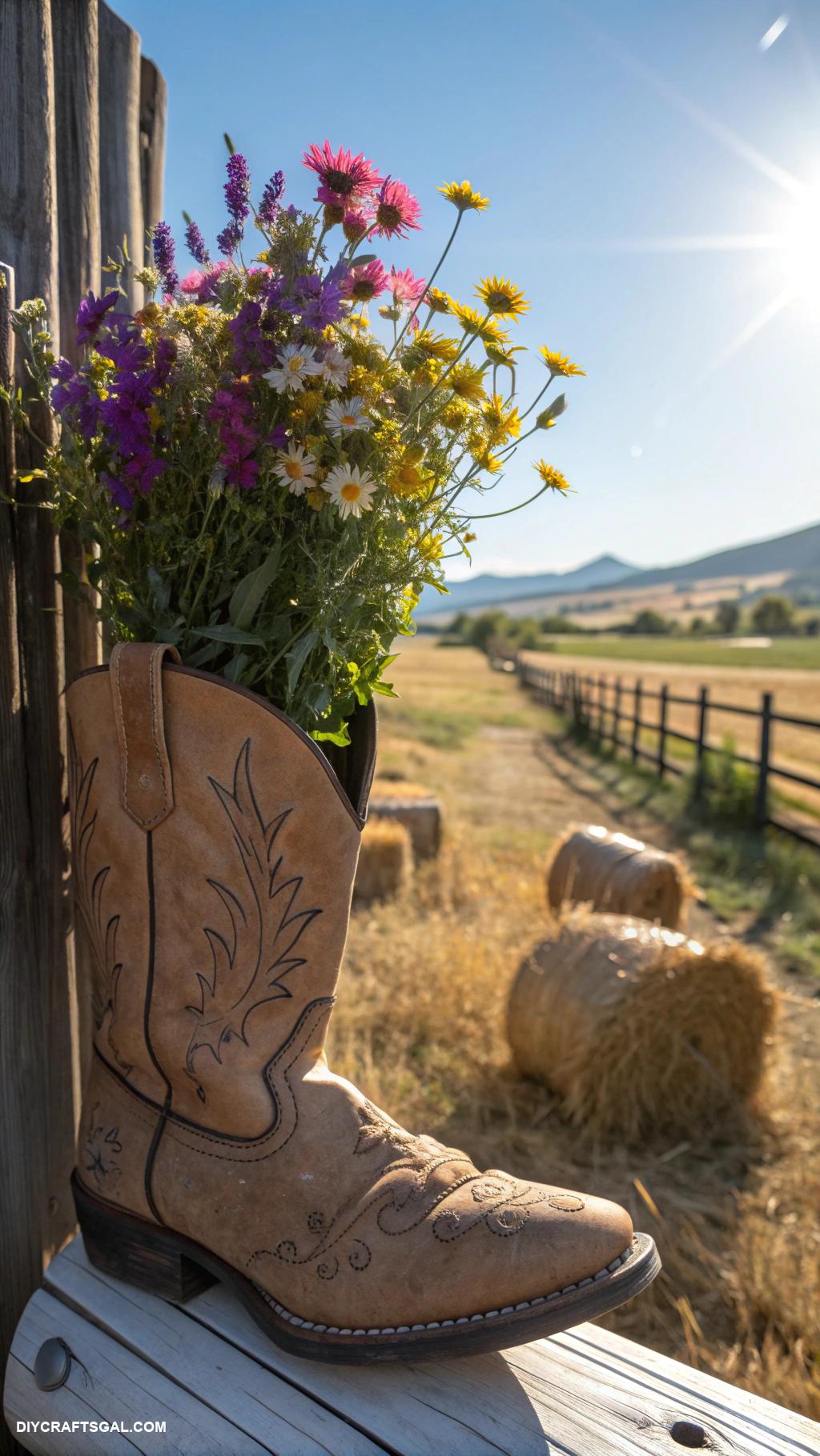 wild west crafts Cowboy boot flower pots