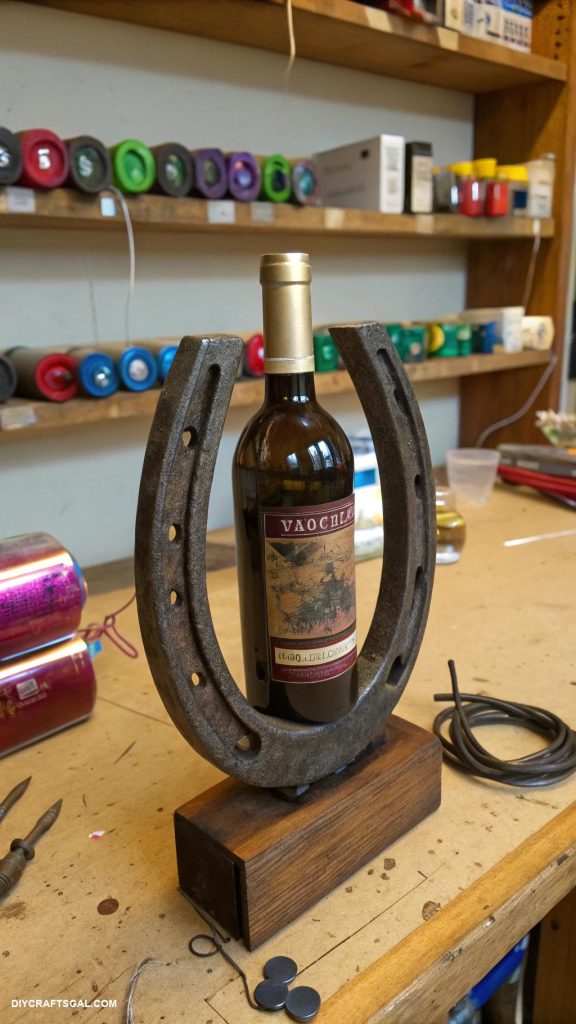 wild west crafts Horse shoe wine bottle holders