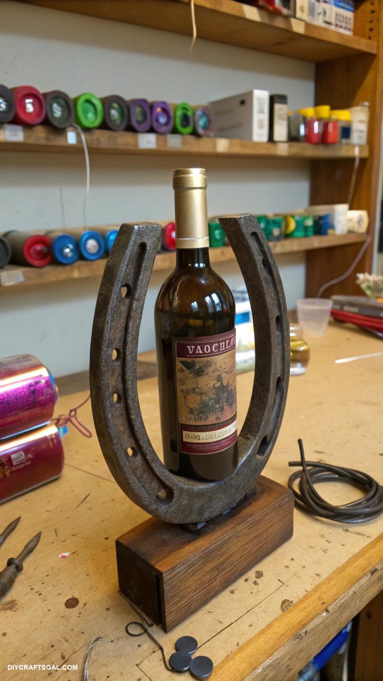 wild west crafts Horse shoe wine bottle holders