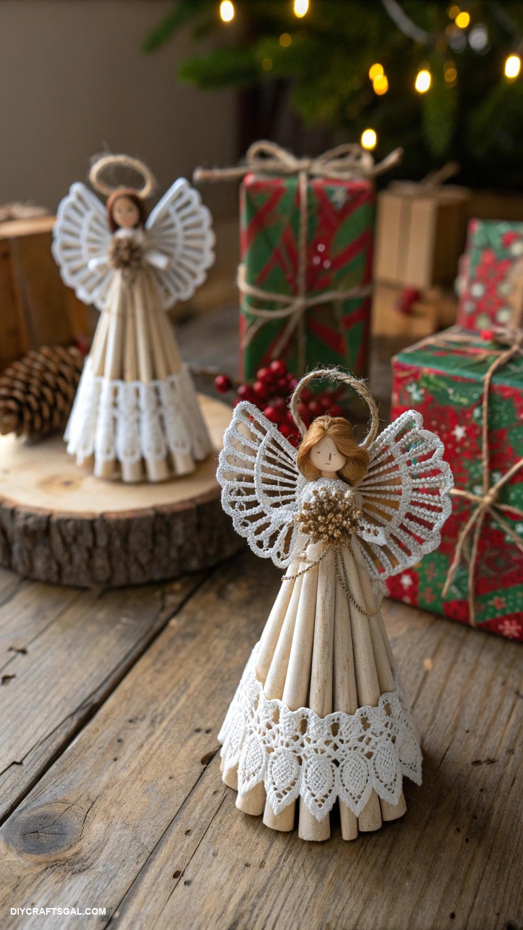 christmas angel crafts Cinnamon stick angel figurines and gifts