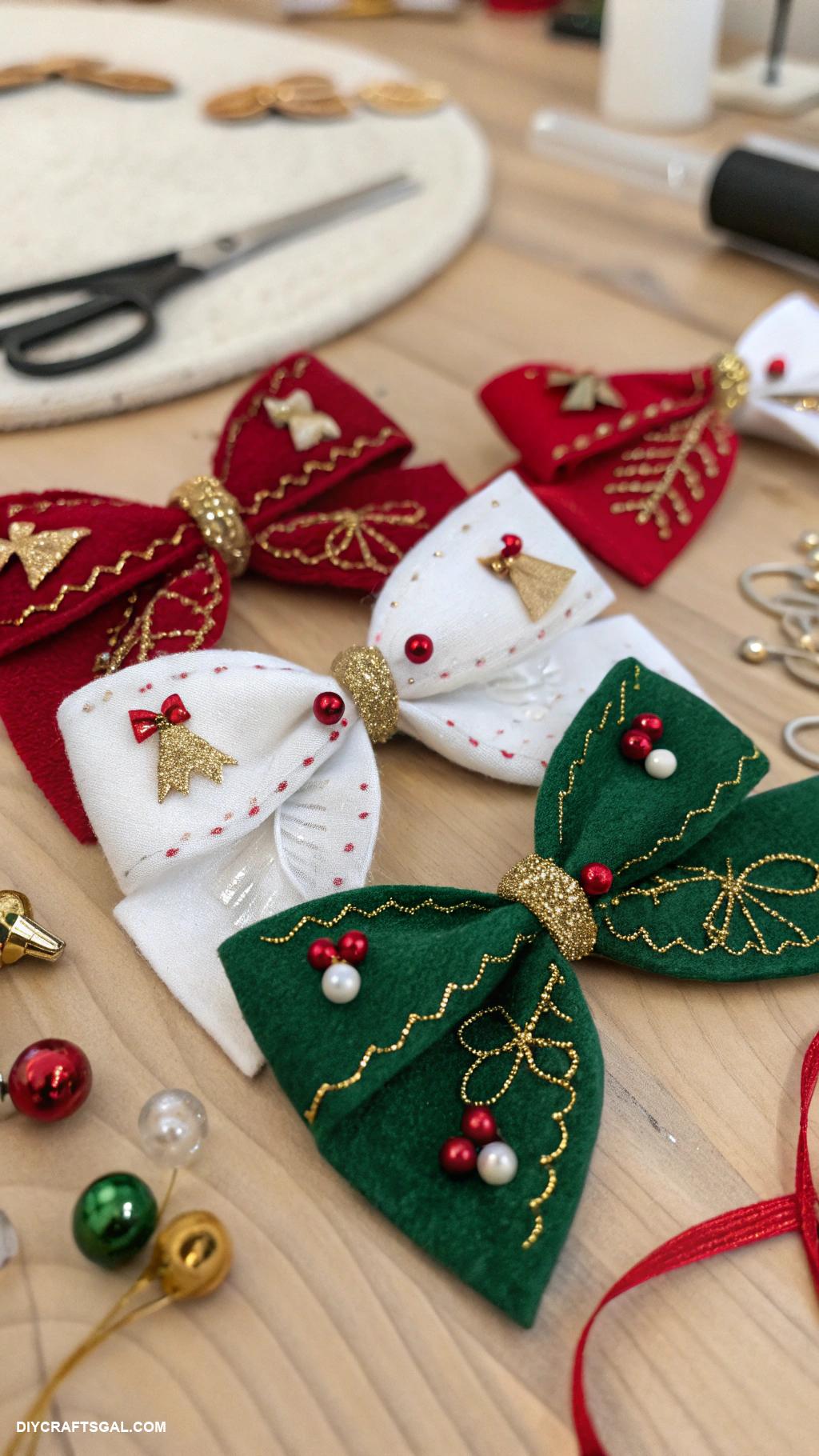 christmas bow crafts Felt bows with embellishments
