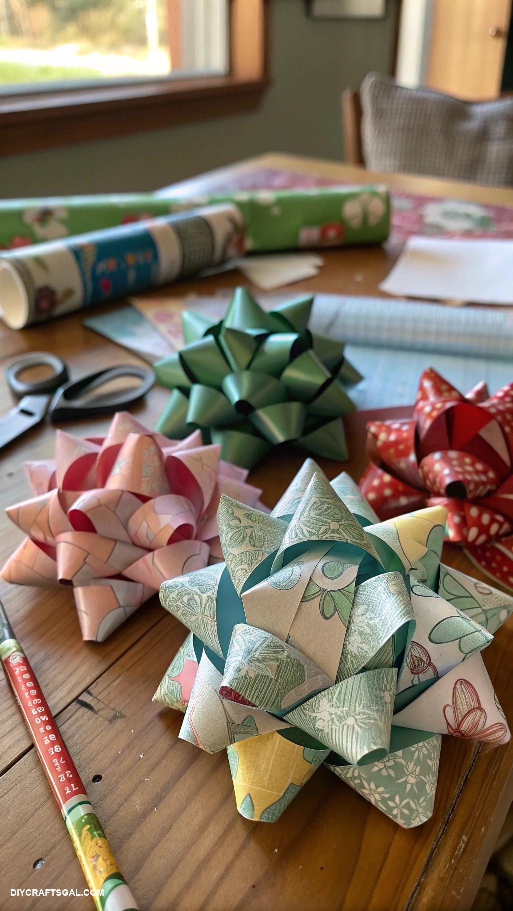 christmas bow crafts Recycled gift wrap bows