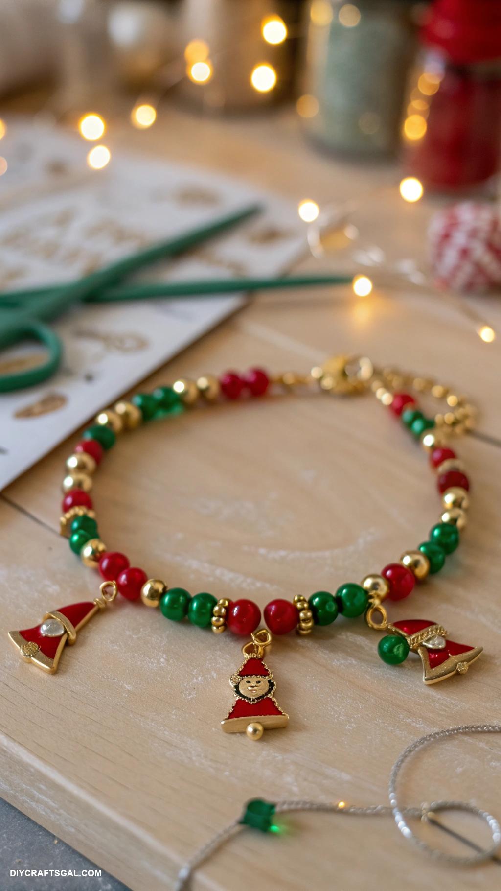 christmas bracelet ideas Beaded elf charm bracelet