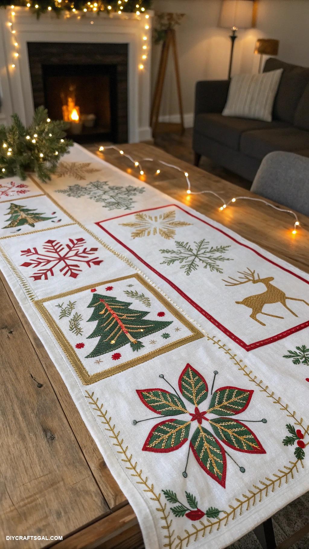 christmas embroidery crafts Christmas themed table runners