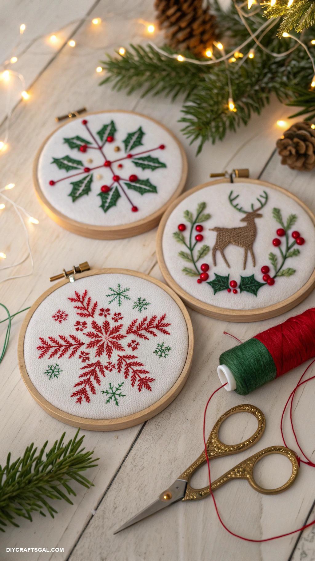 christmas embroidery crafts Embroidered Christmas tree ornaments