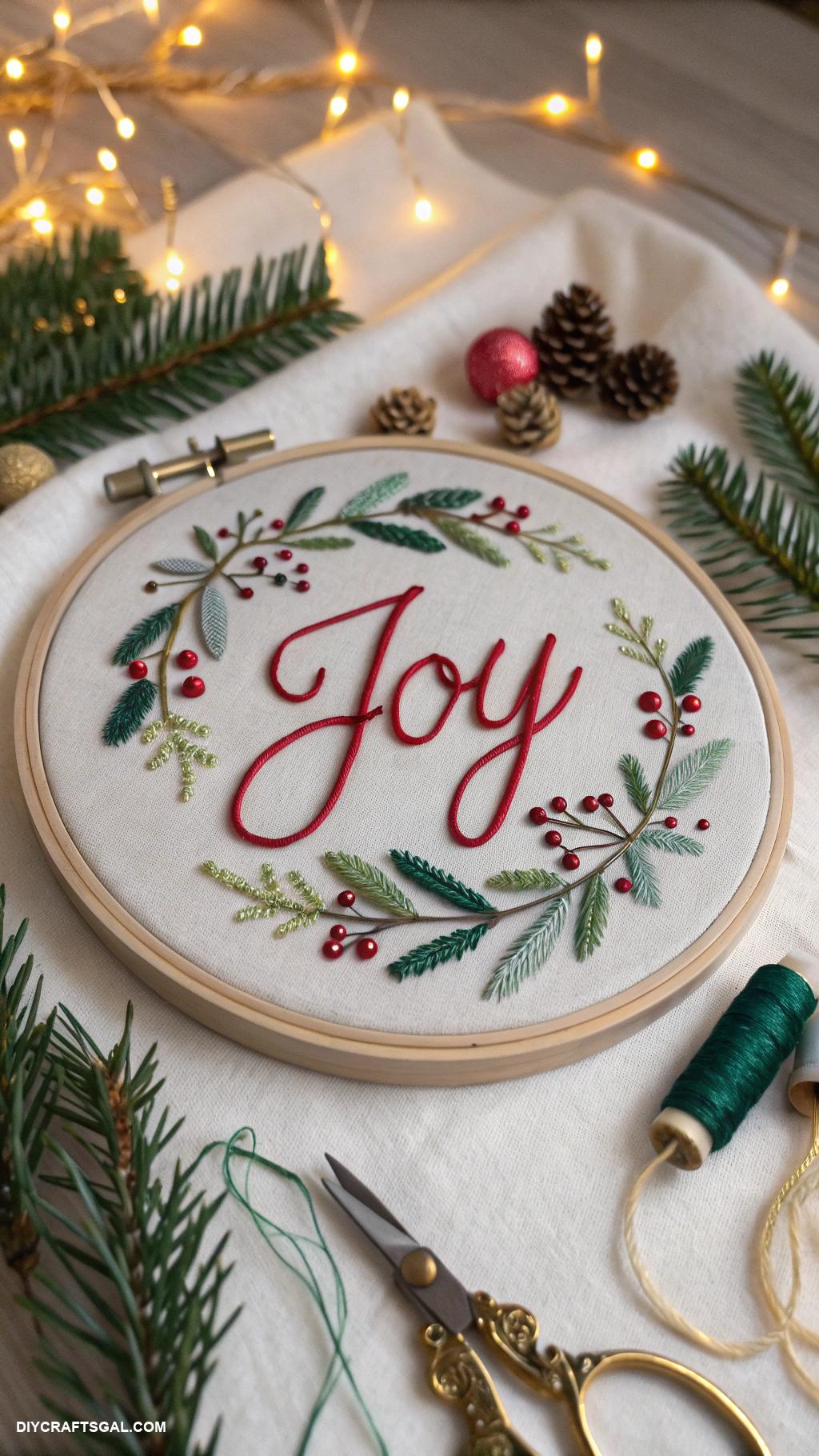 christmas embroidery crafts Joyful wall art embroidery