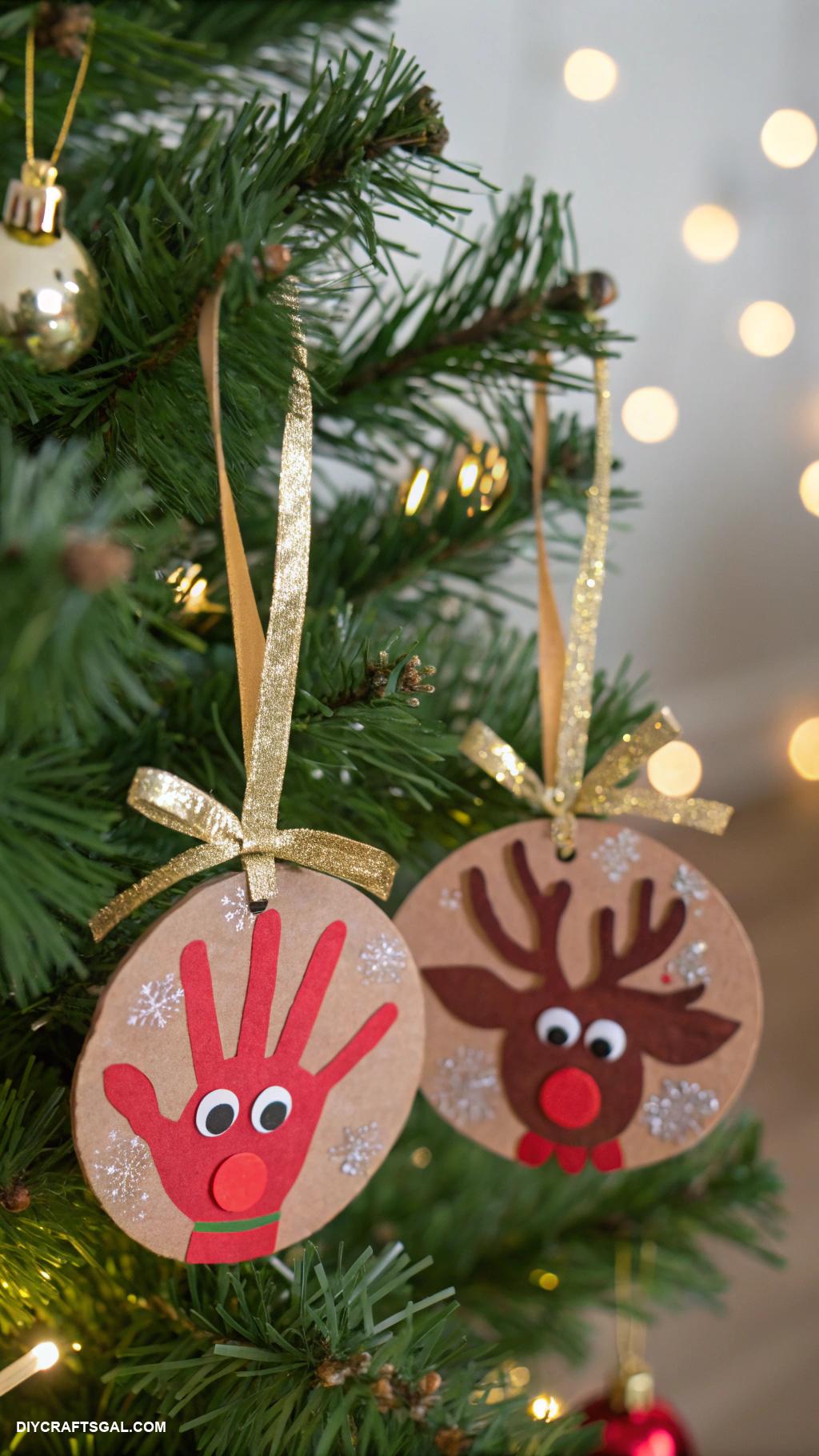 christmas handprint crafts Handprint reindeer ornaments for tree decoration