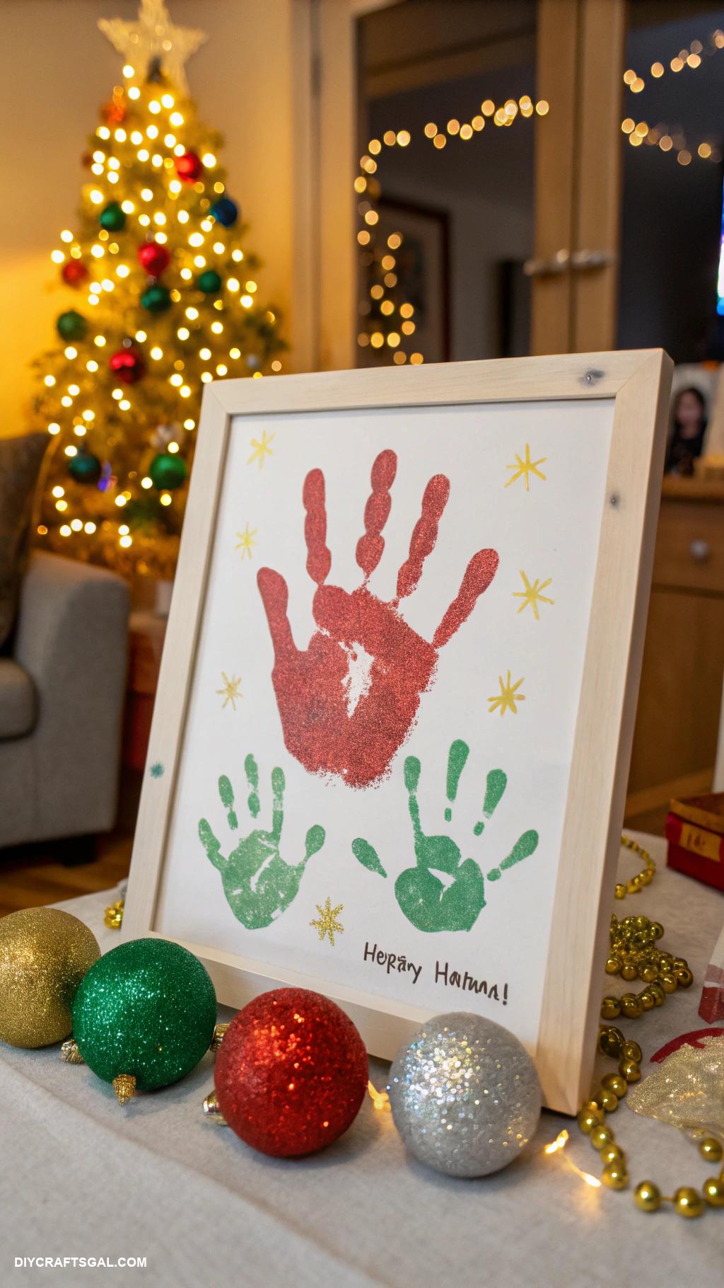 christmas handprint crafts Joyful handprint family portrait for holidays