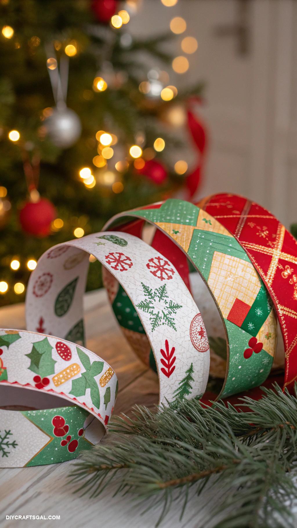 christmas paper chains Christmas themed wrapping paper loops