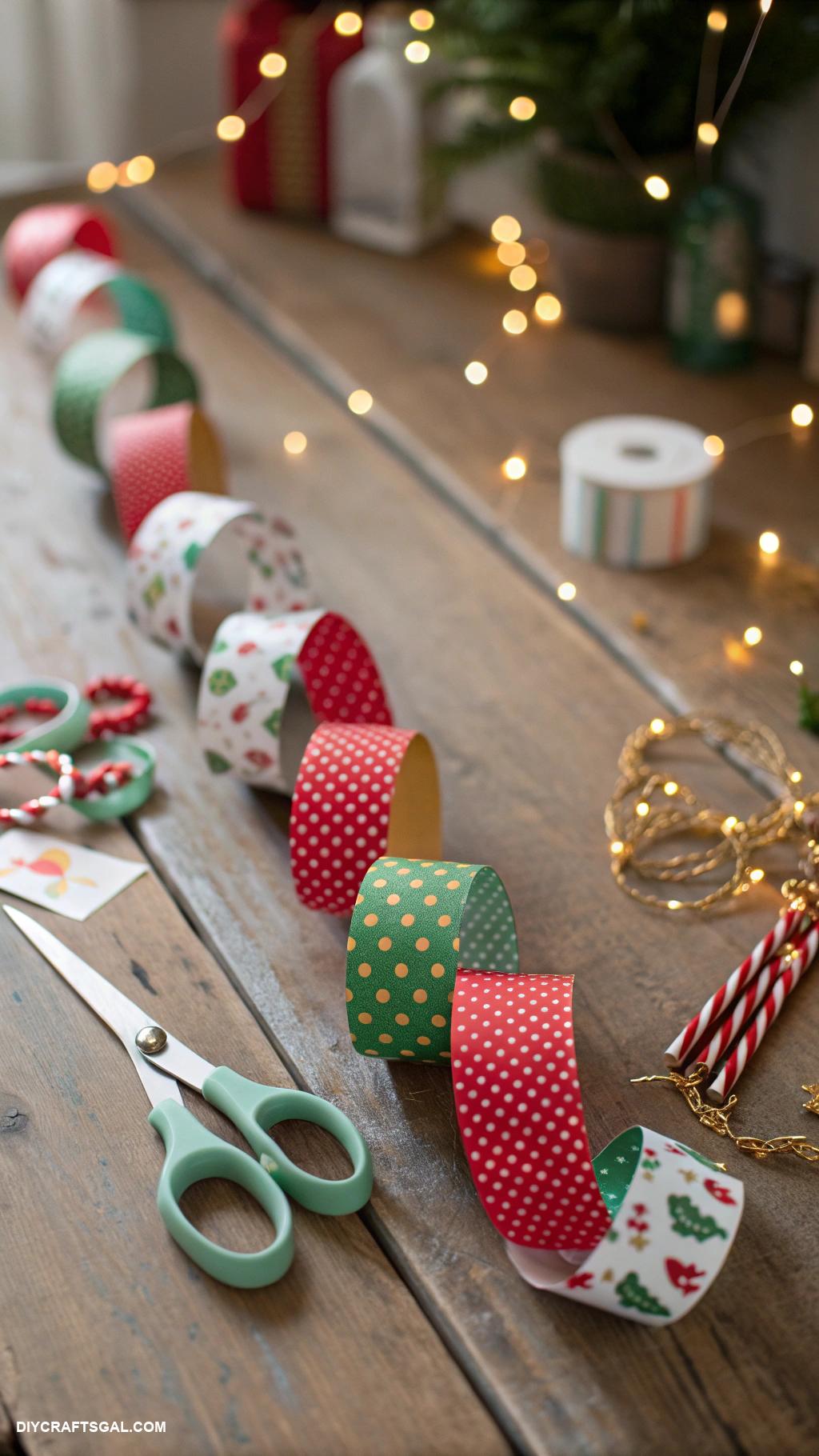 christmas paper chains Colorful scrapbook paper links