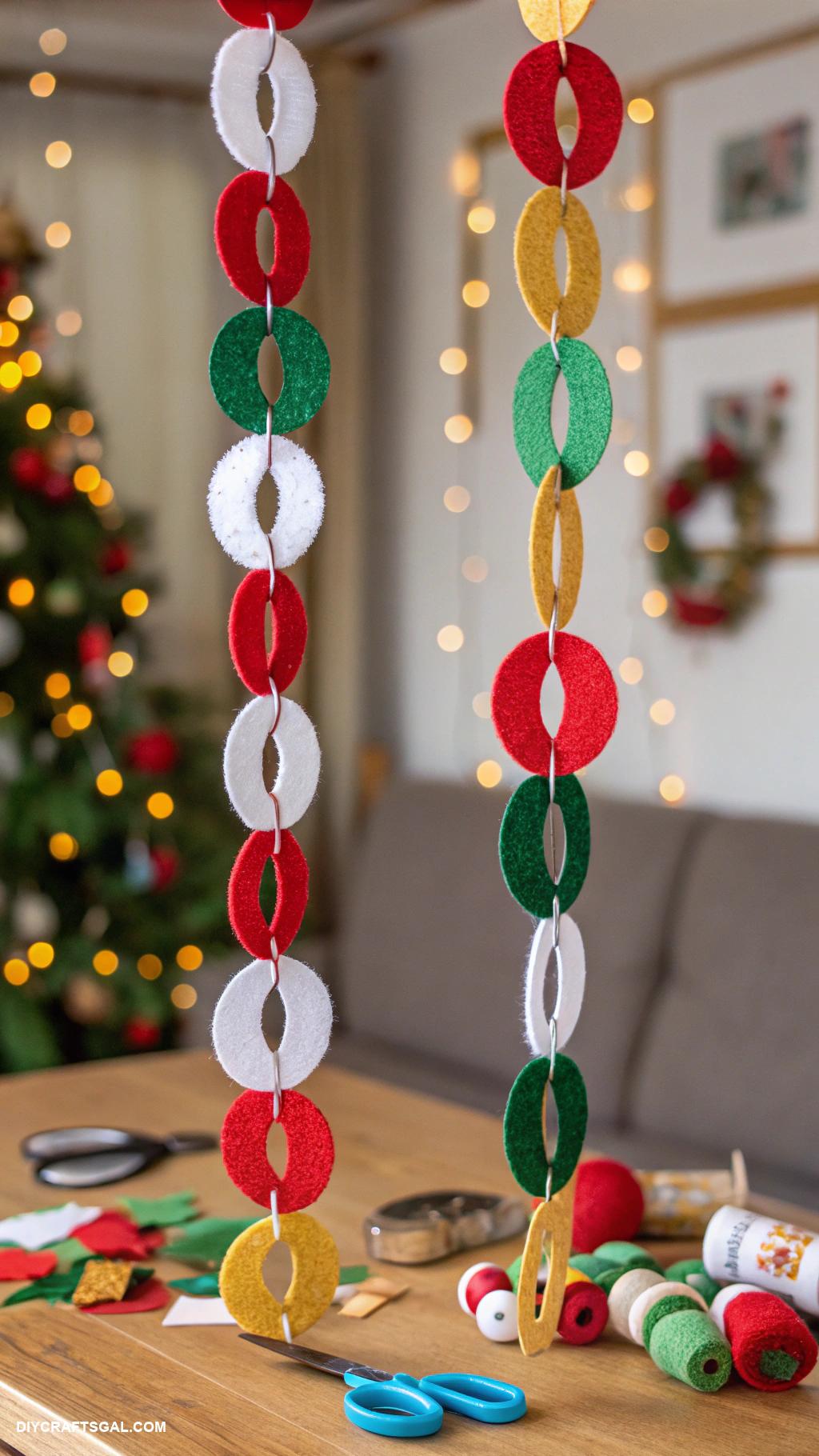 christmas paper chains Felt circle link decorations