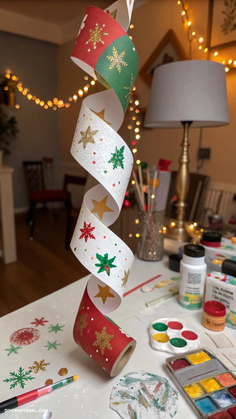 christmas paper chains Painted toilet paper rolls