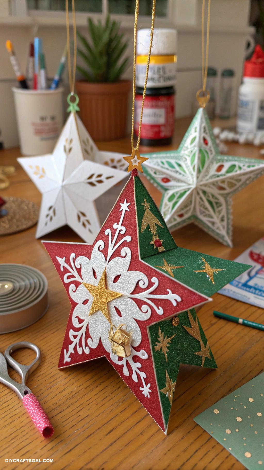 christmas paper crafts 3D Christmas tree ornaments from paper