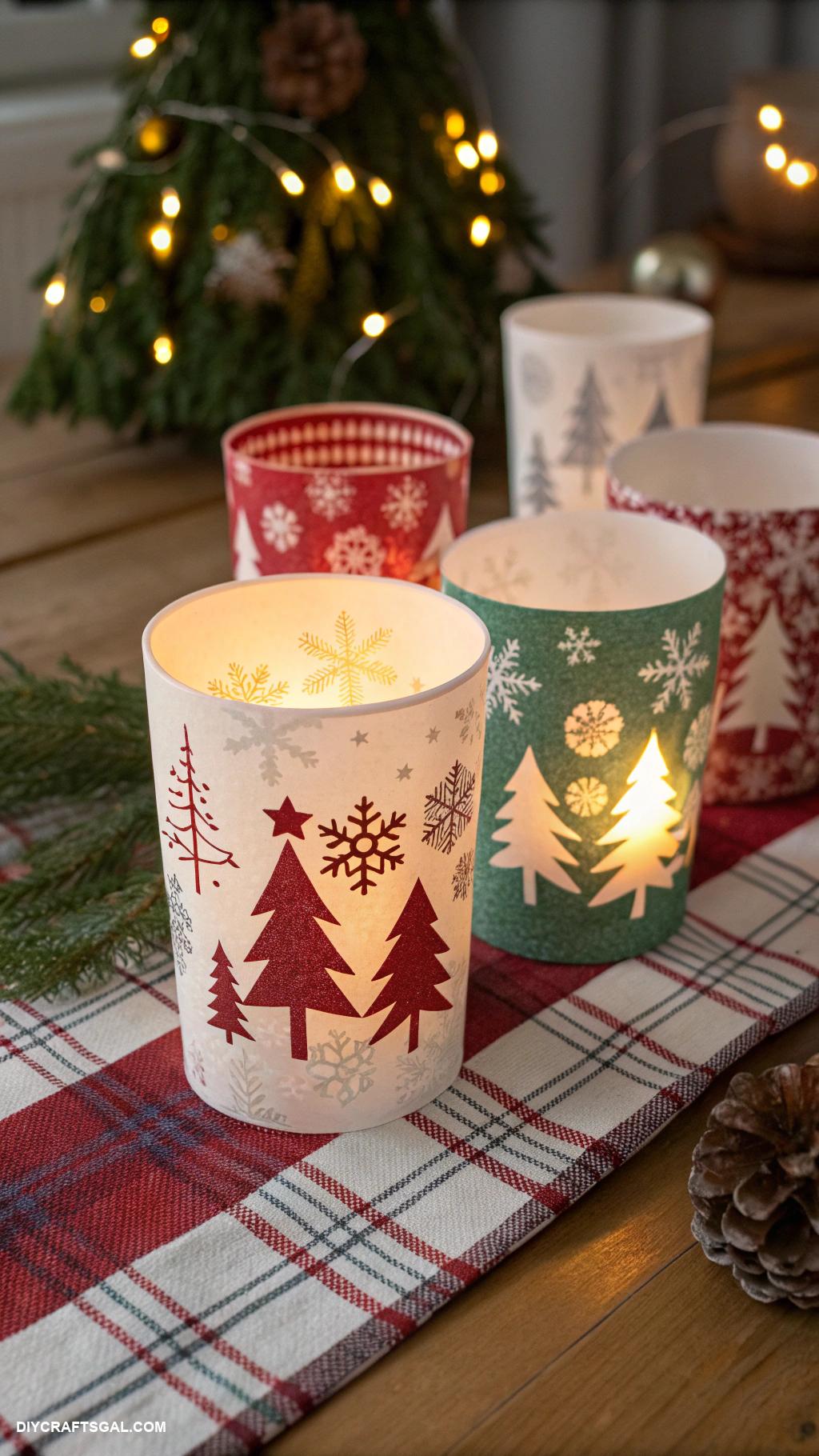 christmas paper crafts Candle holders made from paper cups
