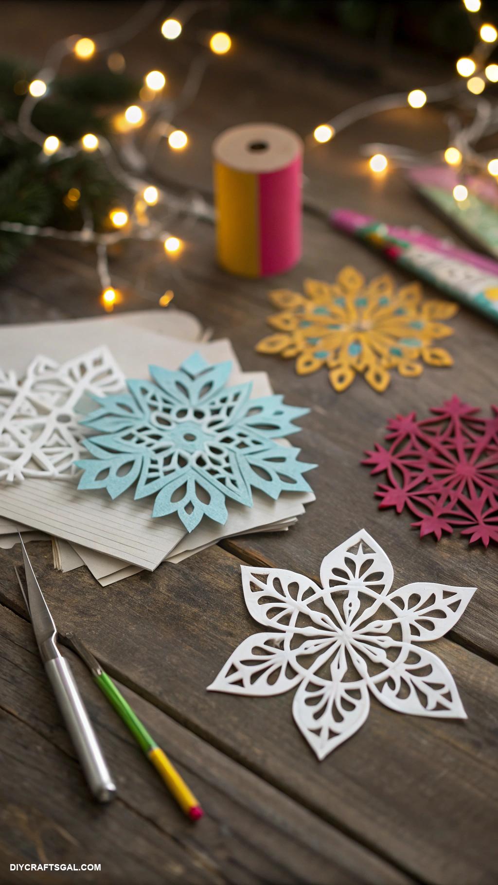 christmas paper crafts Folded paper snowflakes in different sizes