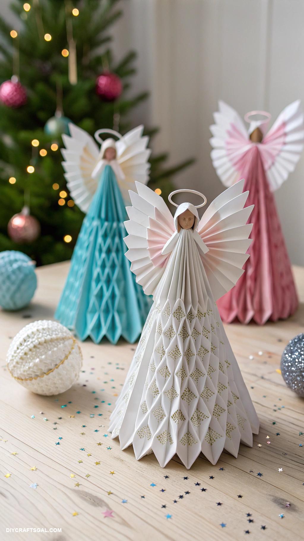 christmas paper crafts Paper angels using origami techniques