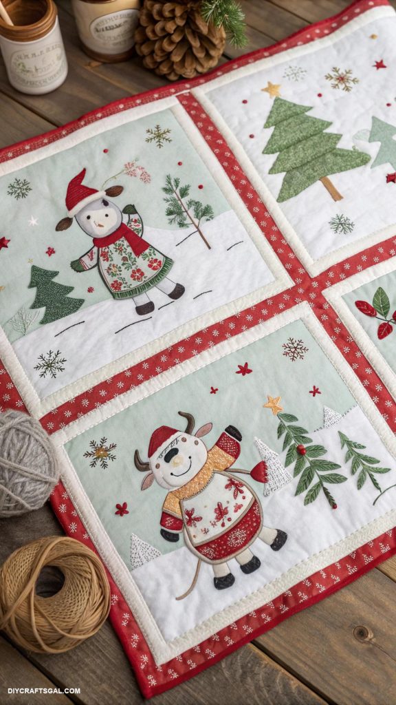 christmas quilt patterns Merry Moos in Winter