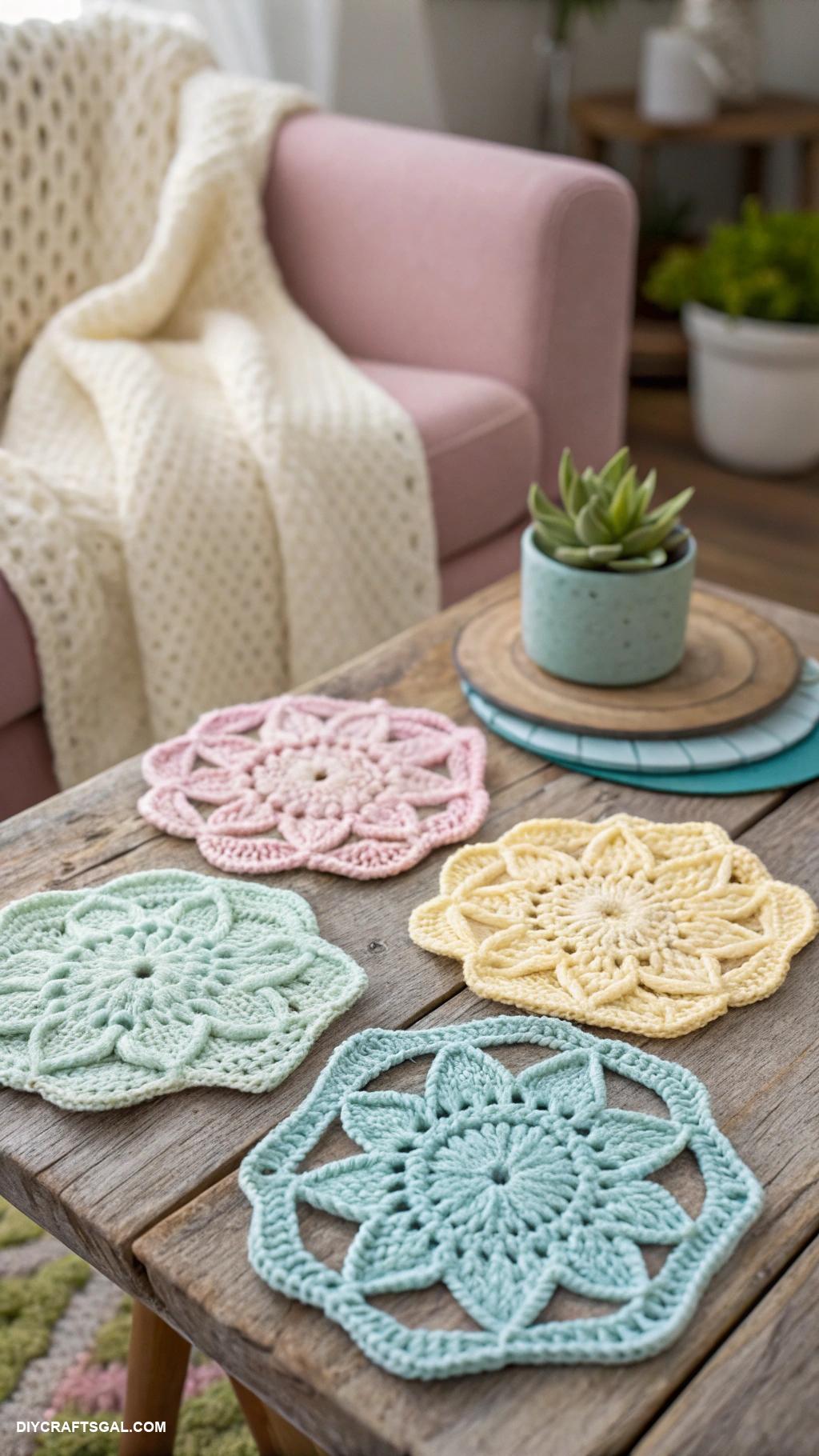crochet accessories Adorable crochet coasters for home decor