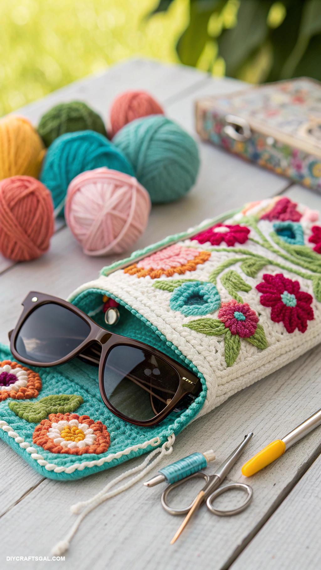 crochet accessories Crochet sunglasses case for summer outings