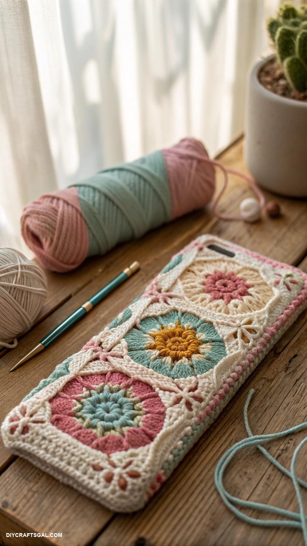 crochet accessories Crocheted phone sleeve for unique protection