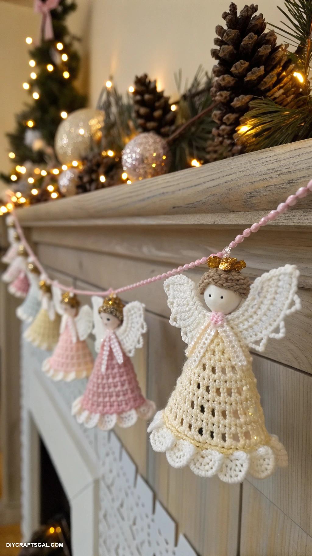 crochet christmas garlands Charming angels with bead accents