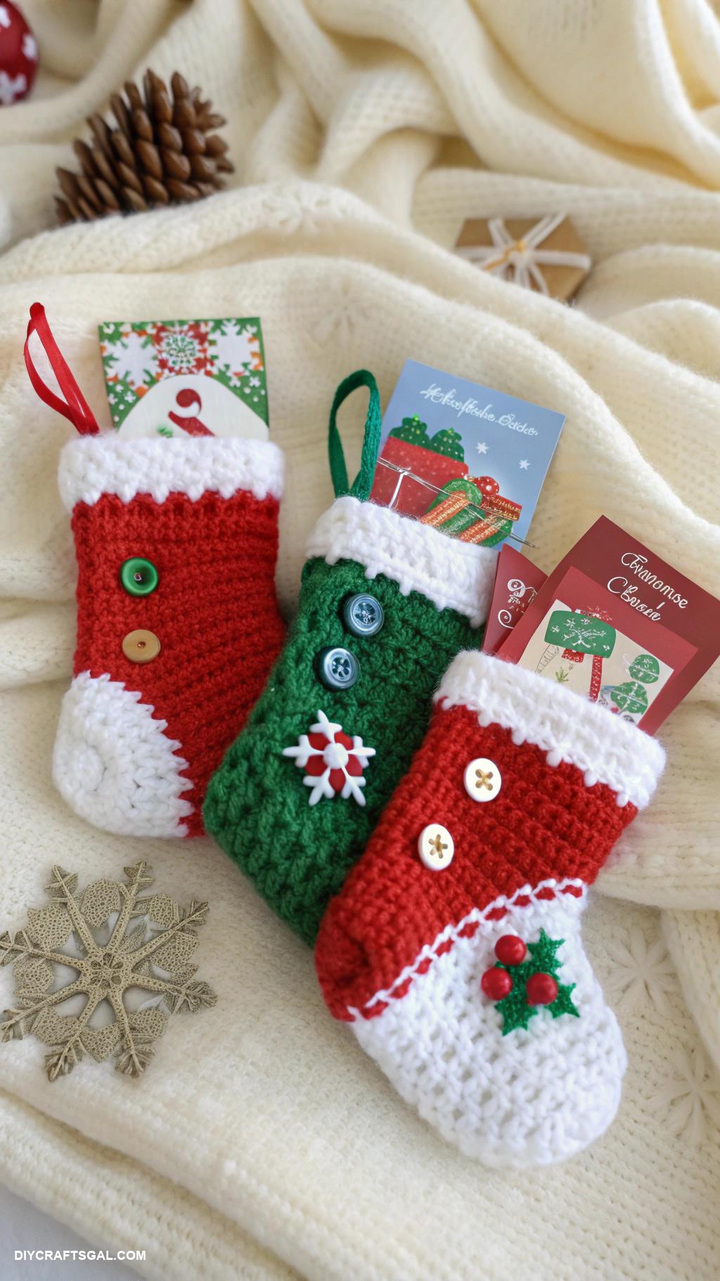 crochet christmas garlands Cute mini stockings for gift cards