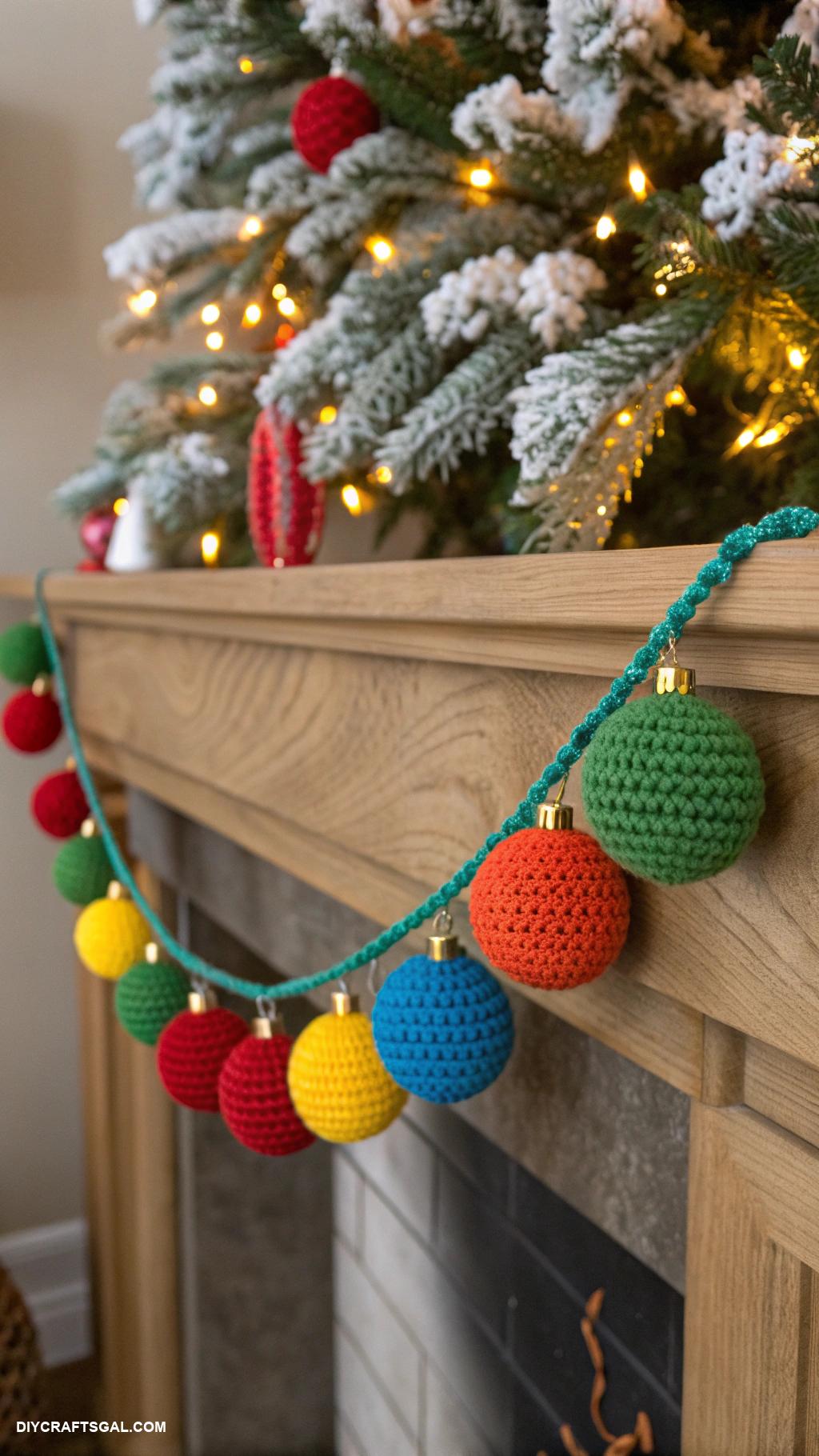 crochet christmas garlands Retro ornaments in bright colors